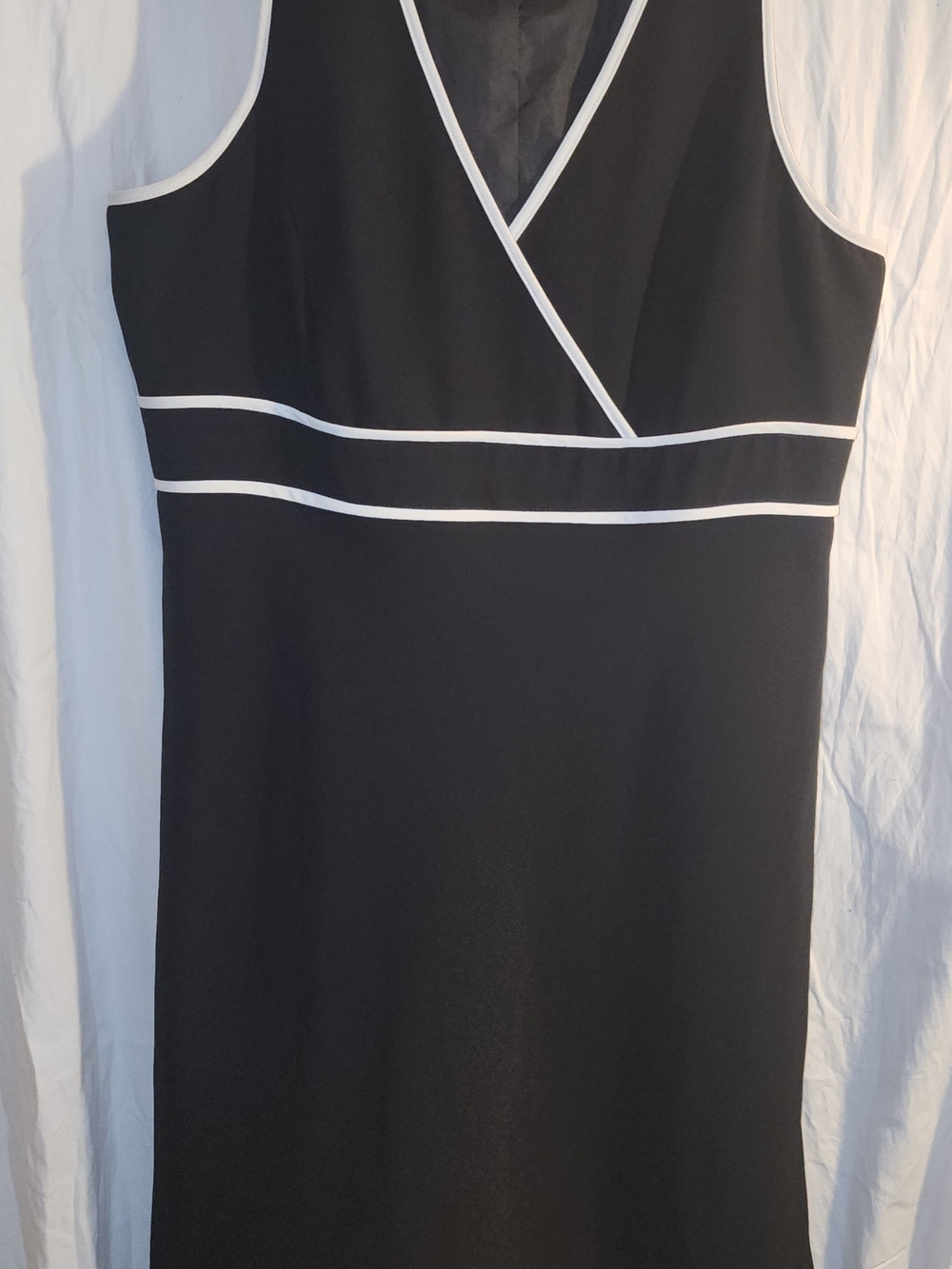 Evan Picone Black Midi Dress with White Trim